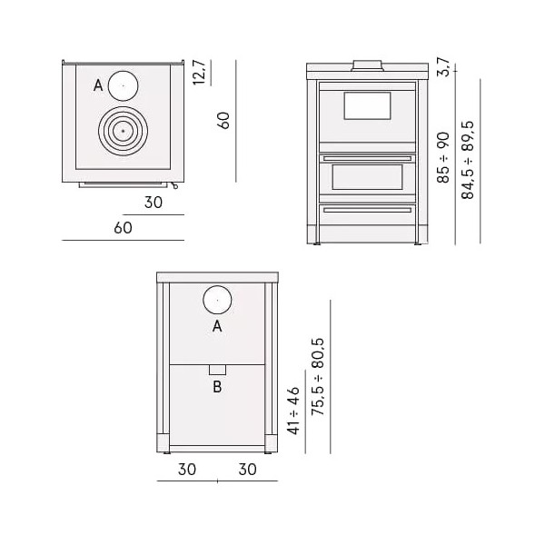 Cuisinière à Bois CADEL Kook 60 4.0 7.4 kW Cuisinière à Bois CADEL Kook 60 4.0 7.4 kW